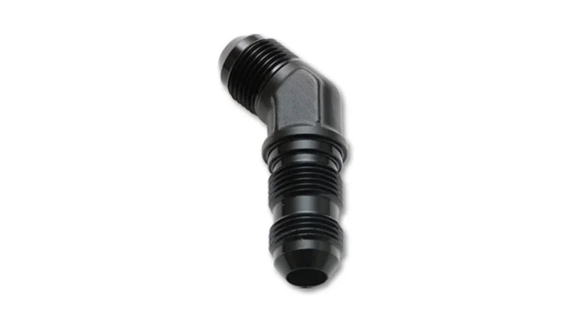 Vibrant -16AN Bulkhead Adapter 45 Deg Elbow Fitting - Anodized Black - Back View