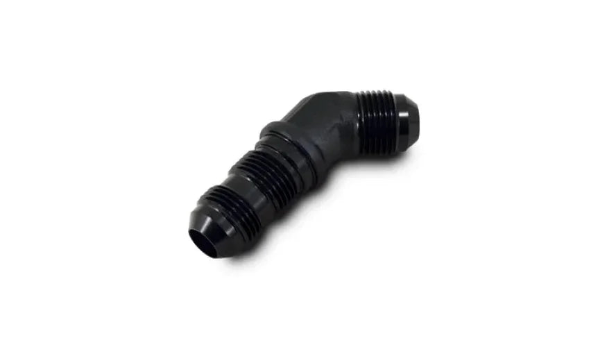 Vibrant -16AN Bulkhead Adapter 45 Deg Elbow Fitting - Anodized Black - Side View