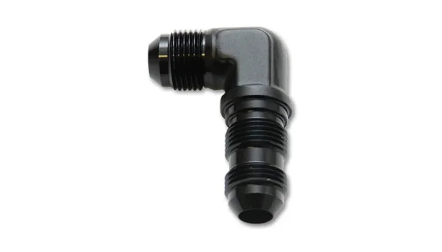 Vibrant -16AN Bulkhead Adapter 90 Deg Elbow Fitting - Anodized Black - Side View