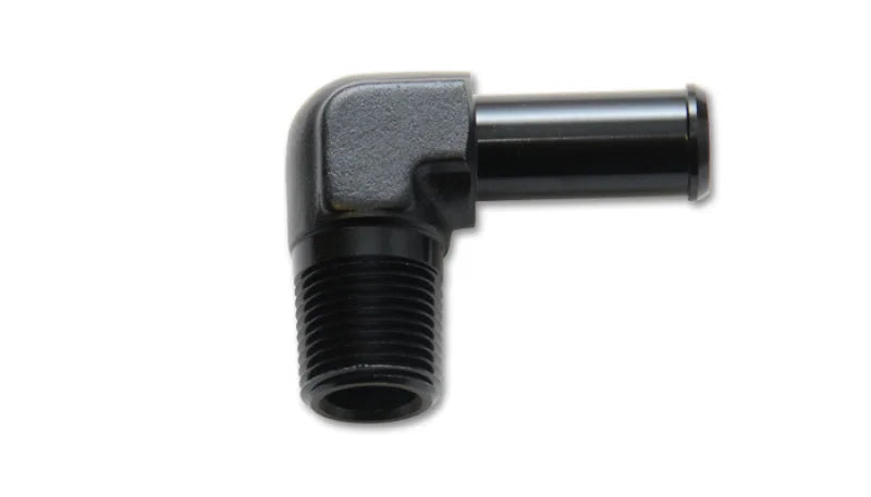 Vibrant 1/8 NPT to 1/4in Barb Straight Fitting 90 Deg Adapter - Aluminum - Side View