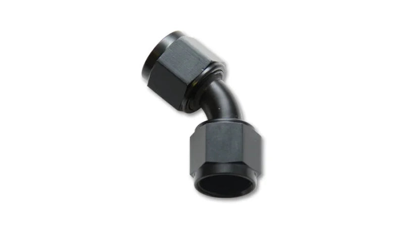 Vibrant -20AN X -20AN Female Flare Swivel 45 Deg Fitting (AN To AN) -Anodized Black Only - Side View