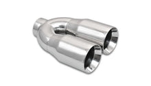 Load image into Gallery viewer, Vibrant 2.5in ID Dual 3.5in OD Round SS Tips (Double Wall, Straight Cut) - Side View