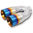 Load image into Gallery viewer, Vibrant 2.5in ID Dual 3.5in OD Round SS Tips (Double Wall, Straight Cut) with Burnt Blue Finish - Side View
