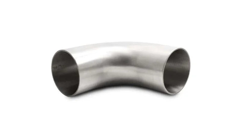 Vibrant 2.5in OD 4.13in Tangent Length T304 SS 90 Deg Mandrel Bend w/Extended Leg Length - Side View