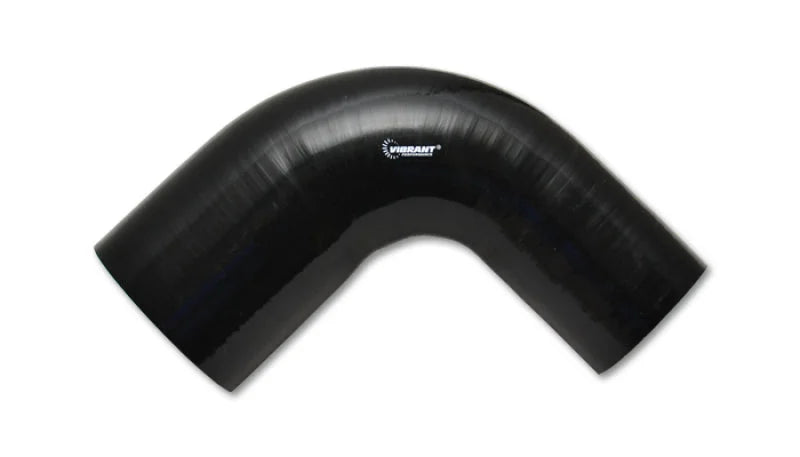 Vibrant 2.75in ID x 3.5in ID x 4in Long Gloss Black Silicone 90 Degree Transition Elbow - Main Product View