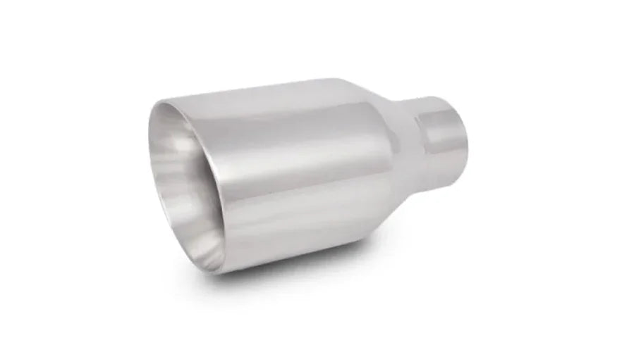 Vibrant 3.5in Round SS Exhaust Tip (Double Wall Angle Cut Beveled Outlet) - Side View