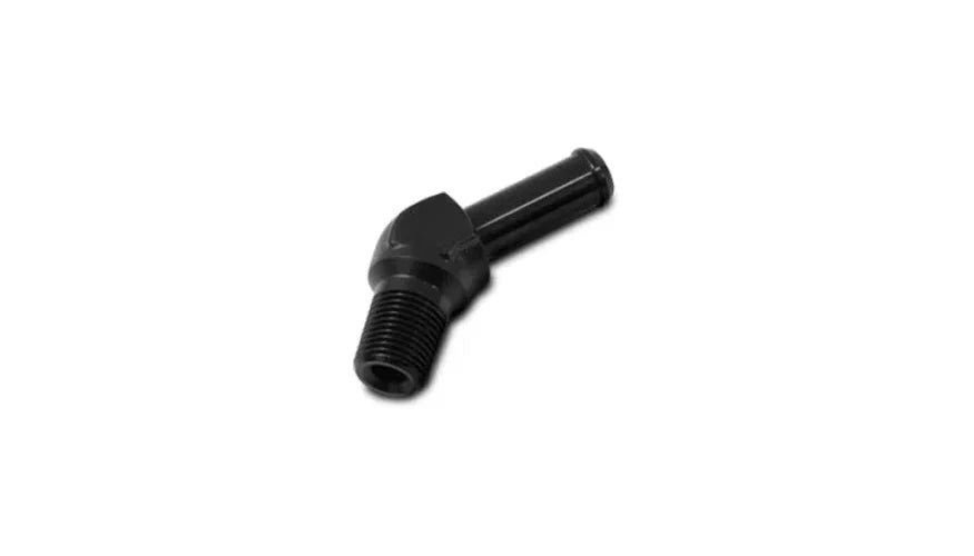 Vibrant 3/8NPT to 3/8 Barb 45 Degree Fitting - Side View