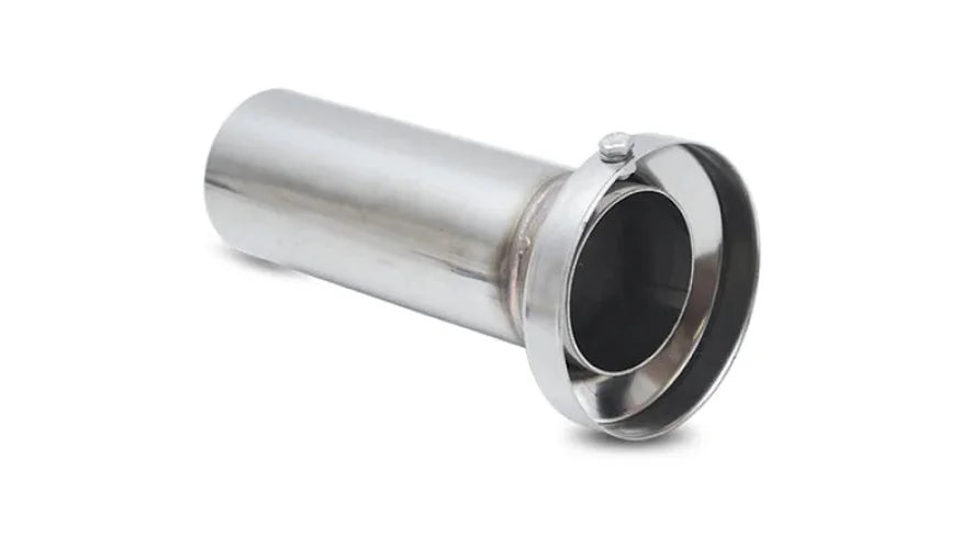 Vibrant 3.90in OD Low Inner Silencer Muffw/ 3.90in ID Single Wall Exh Tip2.5in OD Tuning Tube - Side View