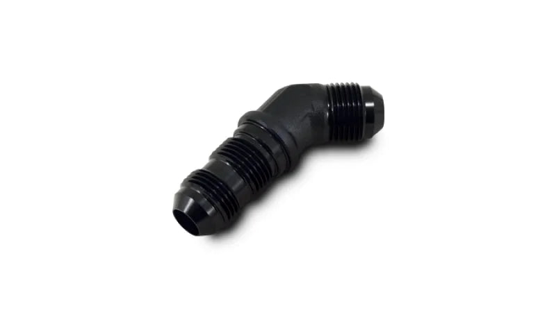 Vibrant -3AN Bulkhead Adapter 45 Degree Elbow Fitting - Anodized Black Only - Side View