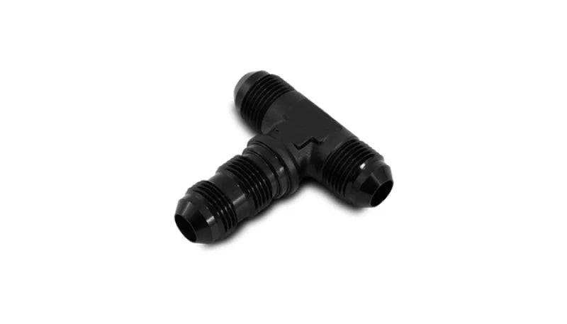 Vibrant -3AN Bulkhead Adapter Tee Fitting - Anodized Black Only - Side View