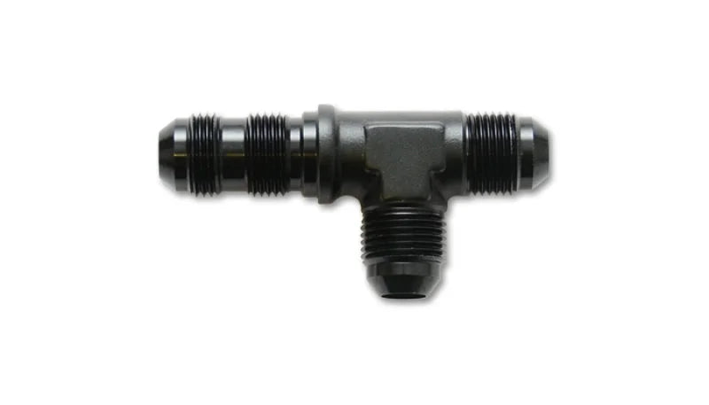 Vibrant -3AN Bulkhead Adapter Tee on Run Fittings - Anodized Black Only - Side View