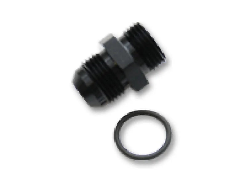 Vibrant -3AN Male Flare to -3 ORB Male Straight Adapter w/O-Ring - Anodized Black - Detail View
