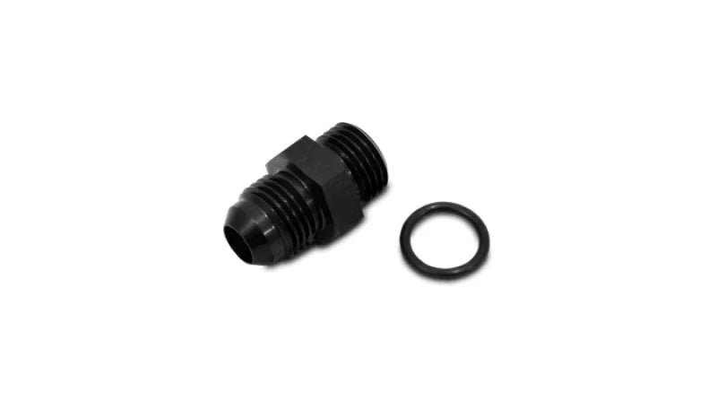Vibrant -3AN Male Flare to -4 ORB Male Straight Adapter w/O-Ring - Anodized Black - Side View