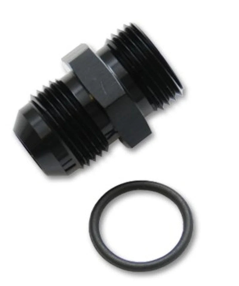 Vibrant -3AN Male Flare to -4 ORB Male Straight Adapter w/O-Ring - Anodized Black - Detail View