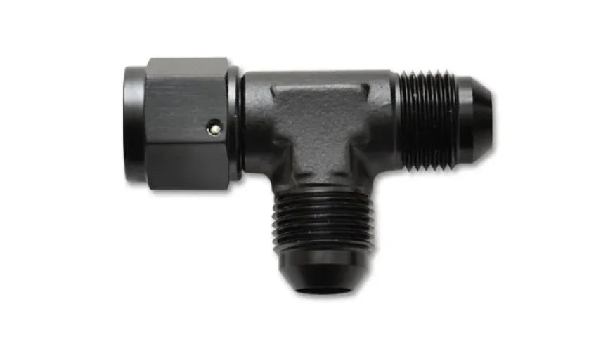Vibrant -3AN Tee Fitting with Female -3AN Swivel - Side View