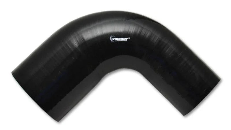 Vibrant 3in ID x 3.5in ID x 4in Long Gloss Black Silicone 90 Degree Transition Elbow - Detail View
