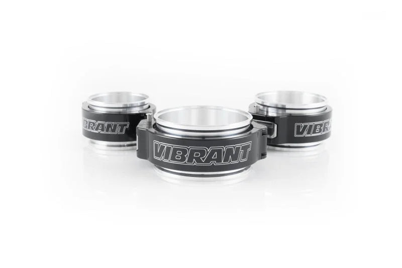Vibrant 3in O.D. Aluminized HD 2.0 Clamp Assembly - Anodized Black - Back View