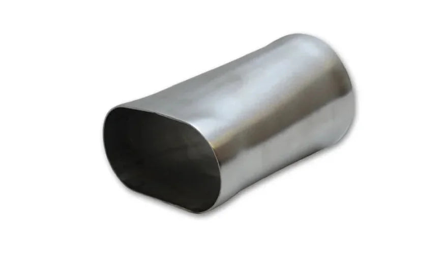 Vibrant 3in oval (Nominal) x 3in Round Transiton adapter T304 SS 6in long - Side View