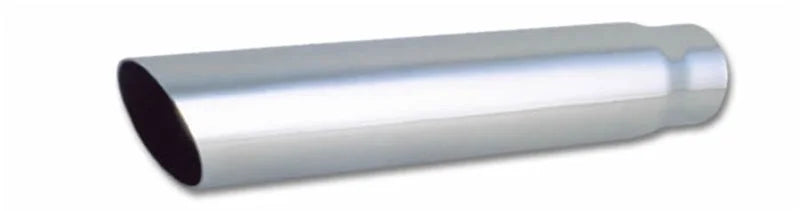 Vibrant 3in Round SS Exhaust Tip (Single Wall Angle Cut) - 2.5in Inlet 18in Long fits Truck / SUV - Back View