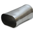 Load image into Gallery viewer, Vibrant 3in oval (Nominal) x 3in Round Transiton adapter T304 SS 6in long - Side View