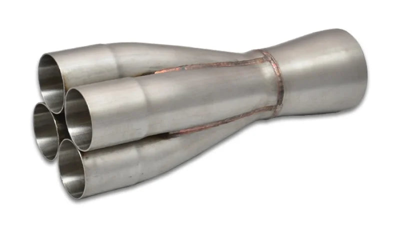 Vibrant 4-1 SS Merge Collectors (1-7/8in Inlet Slipover ID 2-1/2in Merge Outlet OD) Single Unit - Side View