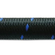 Load image into Gallery viewer, Vibrant -4 AN Two-Tone Black/Blue Nylon Braided Flex Hose (5 Foot Roll) - Side View