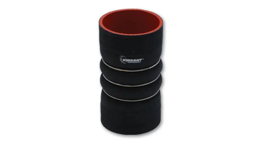 Vibrant 4 Ply Aramid Hump Hose w/3 SS Rings 6in ID x 8in Length - Black - Side View