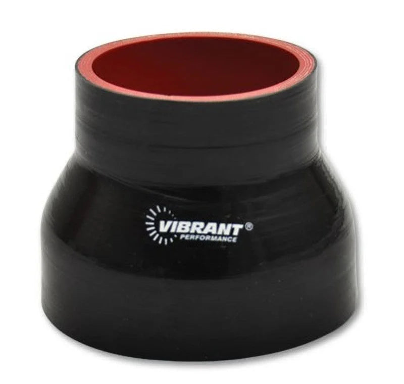 Vibrant 4 Ply Reducer Couper 3in ID x 3.75in ID x 3in Long - Black - Detail View