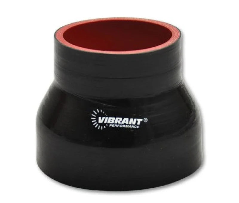Vibrant 4 Ply Reducer Couper 4.0in ID x 3.50in ID x 4.50in Long - Black - Detail View