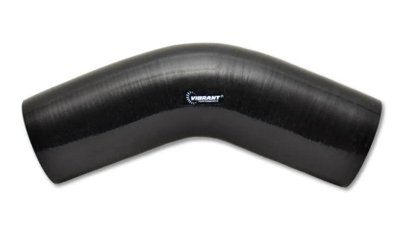 Vibrant 4 Ply Reinforced Silicone Elbow Connector - 2in I.D. - 45 deg. Elbow (BLACK) - Main Product View