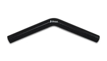 Load image into Gallery viewer, Vibrant 4 Ply Reinforced Silicone Elbow Connector - 1.25in ID x 8in Leg 45 Deg Elbow (BLACK) - Installation View