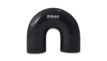 Load image into Gallery viewer, Vibrant 4 Ply Reinforced Silicone Elbow Connector - 3in ID x 4.25in Leg 180 Deg Elbow (BLACK) - Main Product View