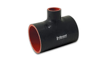 Load image into Gallery viewer, Vibrant 4 Ply Reinforced Silicone T Adapter - 2in Outlet ID x 4in OAL x 1in Branch ID (BLACK) - Main Product View