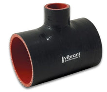 Load image into Gallery viewer, Vibrant 4 Ply Reinforced Silicone T Adapter - 2in Outlet ID x 4in OAL x 1in Branch ID (BLACK) - Back View