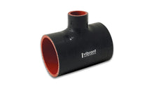 Load image into Gallery viewer, Vibrant 4 Ply Reinforced Silicone T Adapter - 3in Outlet ID x 4in OAL x 1in Branch ID (BLACK) - Side View