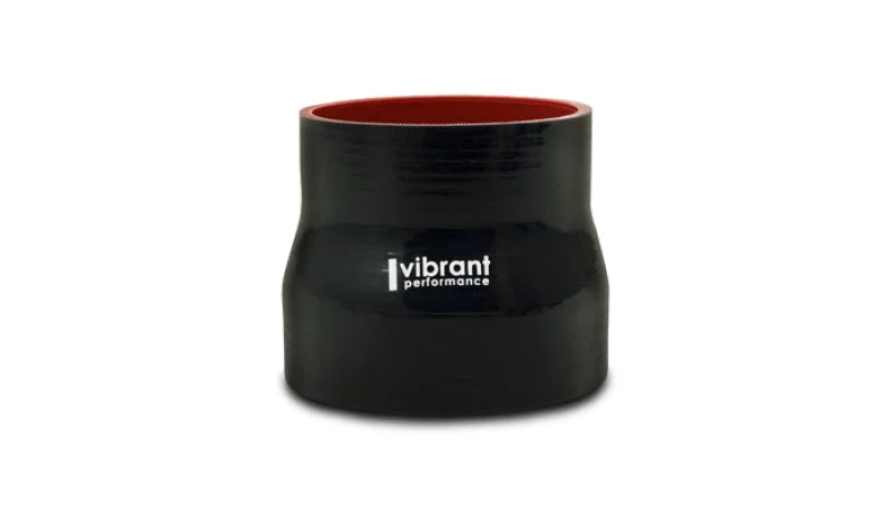 Vibrant 4 Ply Reinforced Silicone Transition Connector - 4in I.D. x 4.5in I.D. x 3in long (BLACK) - Side View