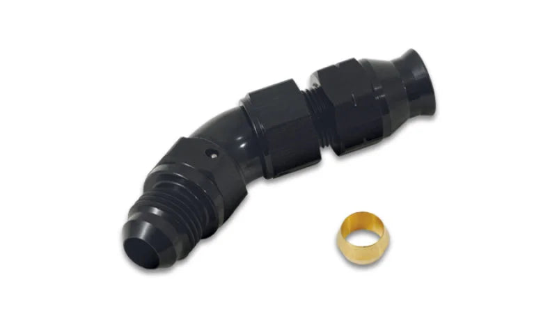 Vibrant 45 Degree 1/2in Tube to Male -8AN Flare Adapter w/ Olive Inserts - Main Product View
