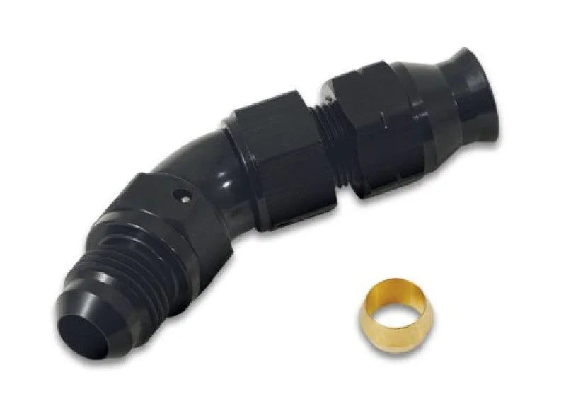 Vibrant 45 Degree 1/2in Tube to Male -8AN Flare Adapter w/ Olive Inserts - Back View