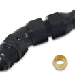 Load image into Gallery viewer, Vibrant 45 Degree 3/8in Tube to Male -6AN Flare Adapter w/ Olive Inserts - Back View