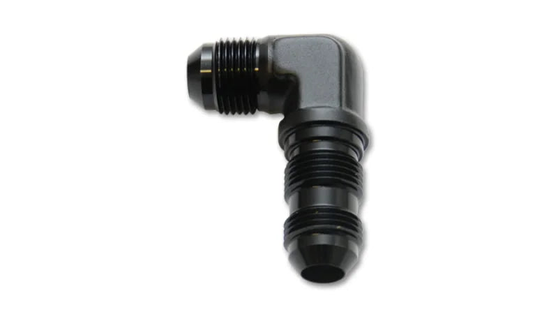 Vibrant -4AN Bulkhead Adapter 90 Degree Elbow Fitting - Anodized Black Only - Side View