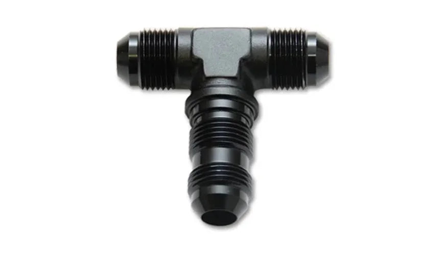 Vibrant -4AN Bulkhead Adapter Tee Fitting - Anodized Black Only - Side View