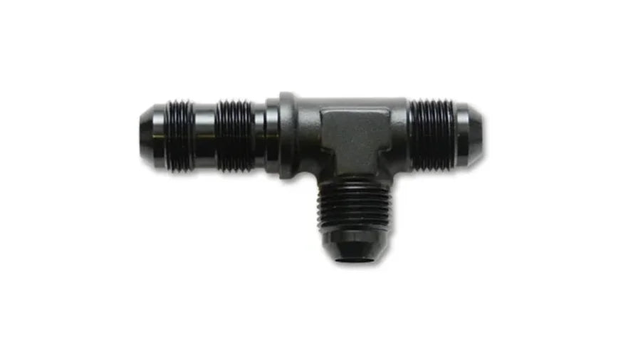 Vibrant -4AN Bulkhead Adapter Tee on Run Fittings - Anodized Black Only - Back View