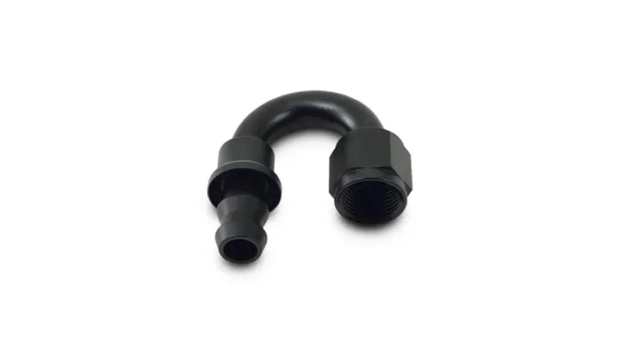 Vibrant -4AN Push-On 180 Deg Hose End Fitting - Aluminum - Side View