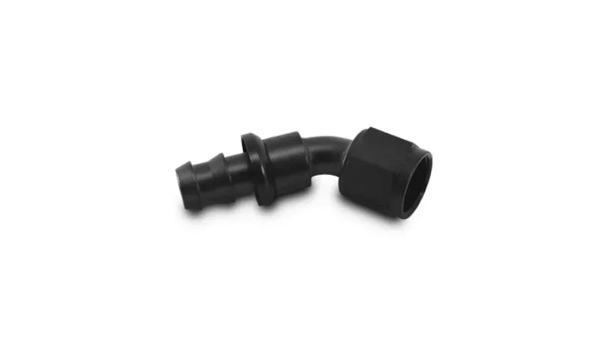 Vibrant -4AN Push-On 45 Deg Hose End Fitting - Aluminum - Side View