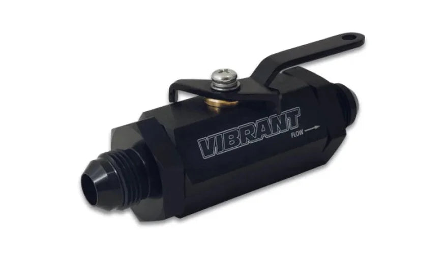 Vibrant -4AN to -4AN Male Shut Off Valve - Black - Side View