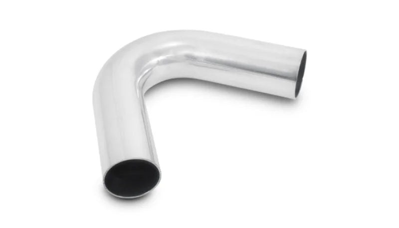 Vibrant 4in O.D. Universal Aluminum Tubing (120 degree Bend) - Polished - Side View