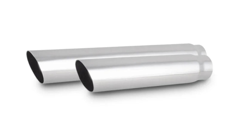 Vibrant 4in Round SS Truck/SUV Exhaust Tip (Single Wall Angle Cut) - 3in inlet 20in long - Side View