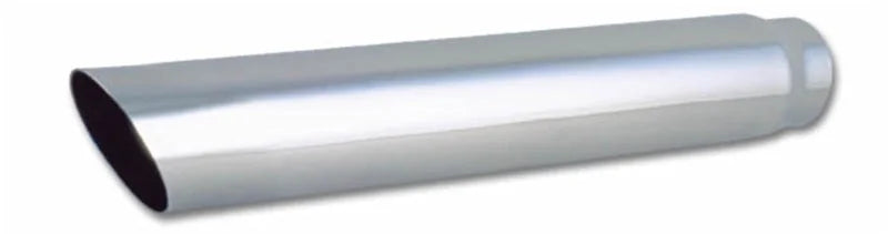 Vibrant 4in Round SS Truck/SUV Exhaust Tip (Single Wall Angle Cut) - 2.5in Inlet 20in Long - Back View