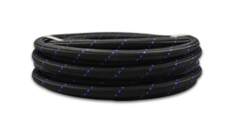 Vibrant -6 AN Two-Tone Black/Blue Nylon Braided Flex Hose (20 foot roll) - Main Product View