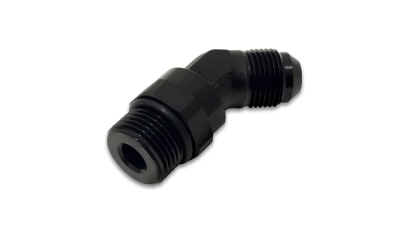 Vibrant -6AN Male Flare to Male -6AN ORB Swivel 45 Degree Adapter Fitting - Anodized Black - Main Product View